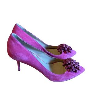 Charlotte Olympia Fuchsia Heels with Floral Detail